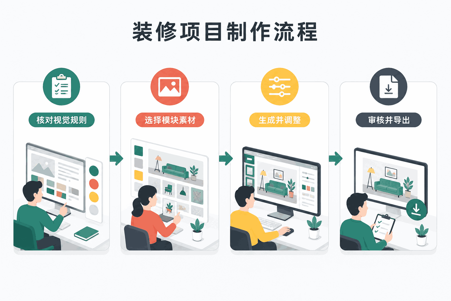 装修项目中文操作流程图