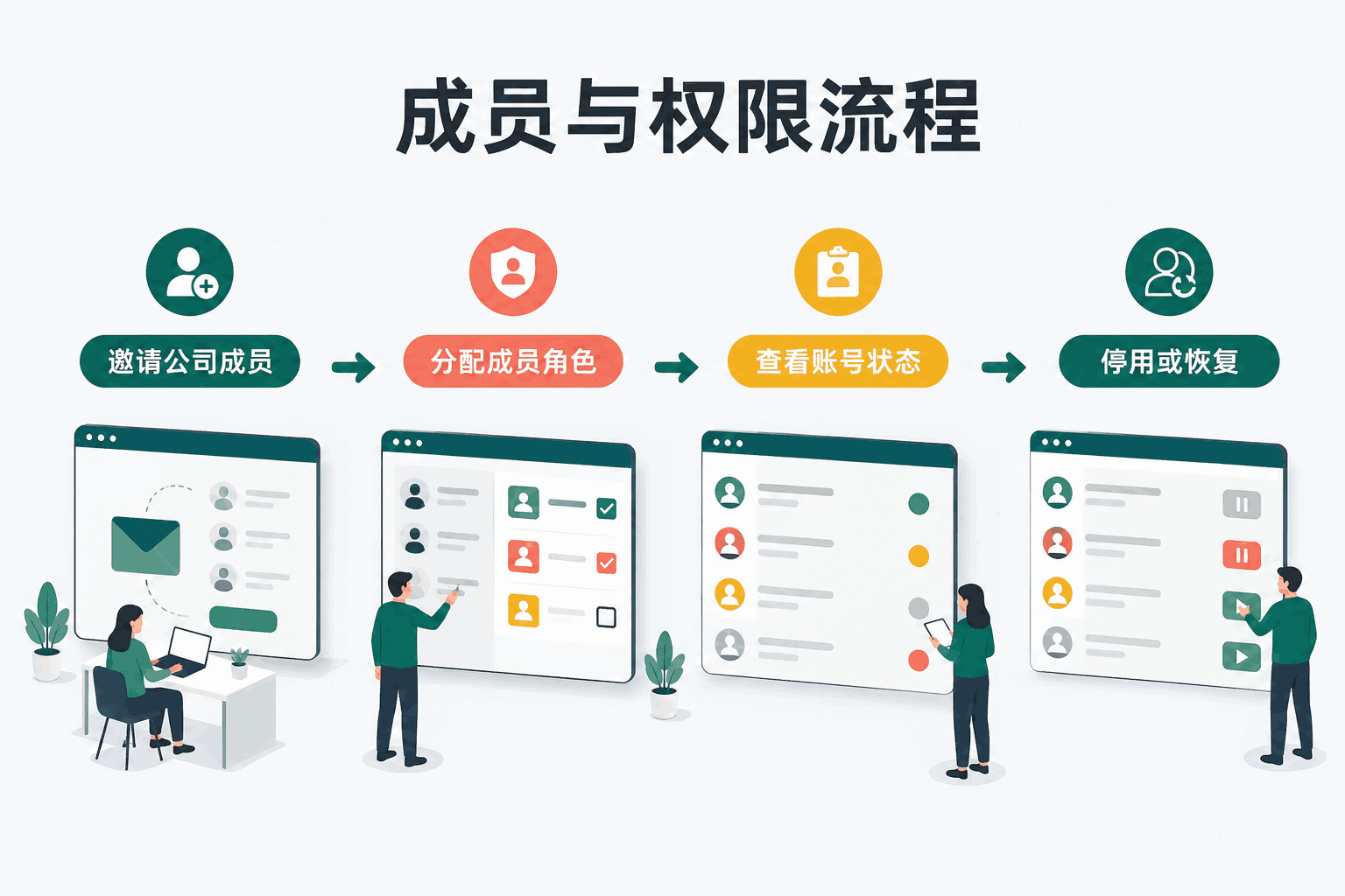 成员与权限中文操作流程图